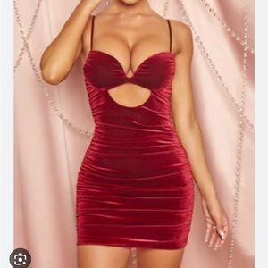 Oh Polly velvet red cutout dress US size 2